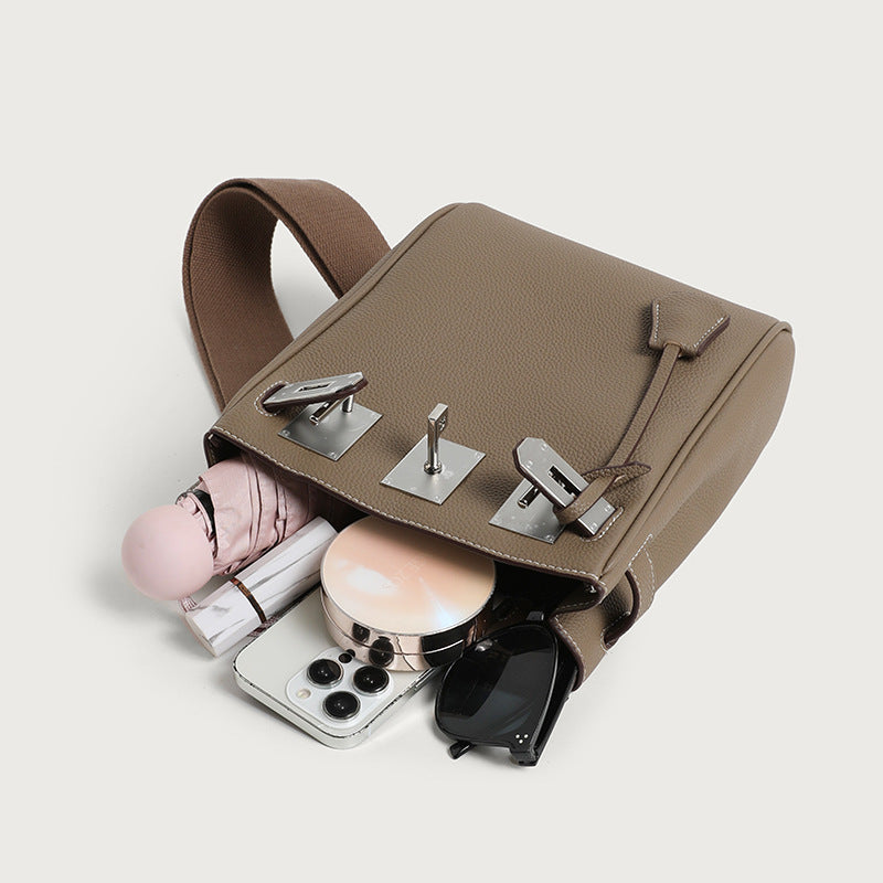 Wide Strap Leather Crossbody Bag