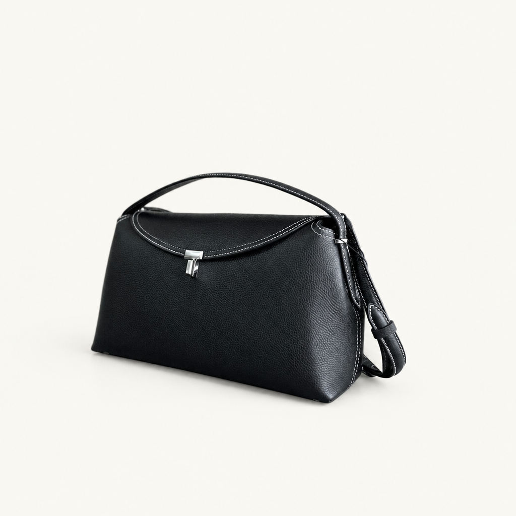 Large black leather bag