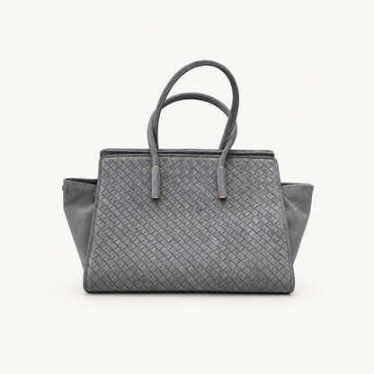 Large grey tote, warm white background