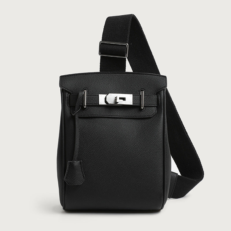 Wide Strap Leather Crossbody Bag