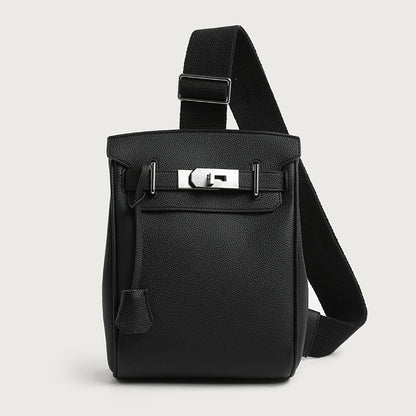 Wide Strap Leather Crossbody Bag