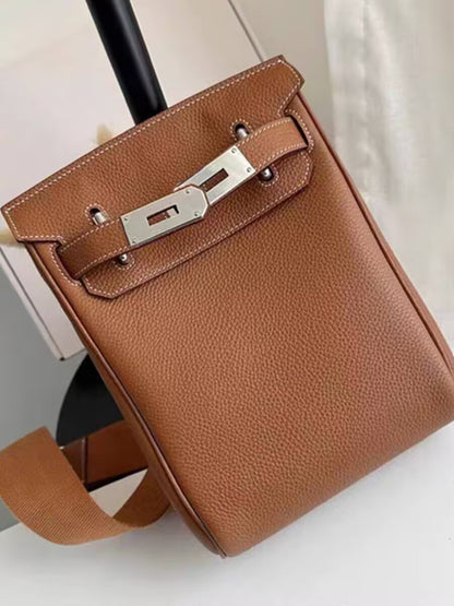 Wide Strap Leather Crossbody Bag